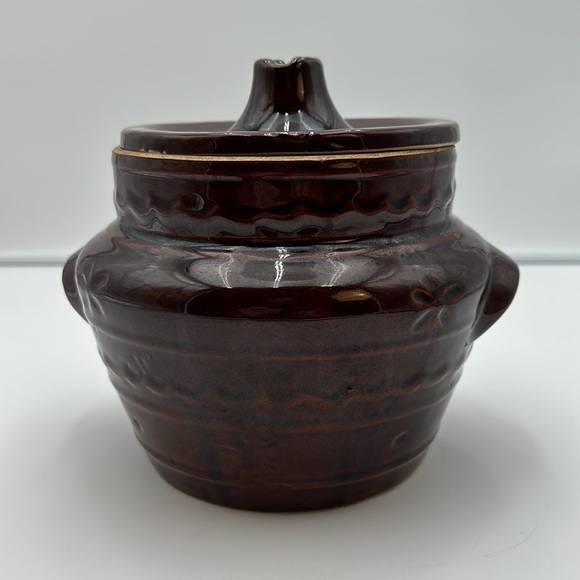 Vintage Mar-Crest Oven Proof Stoneware Bean Pot With Lid-USA - Picture 3 of 16